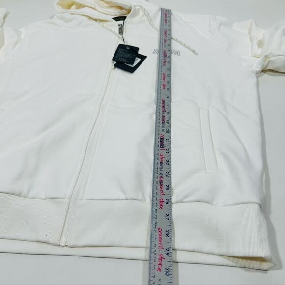MCM Mens Essentials Logo Zip Up Hoodie In Organic Cotton White NWT - Picture 13 of 14